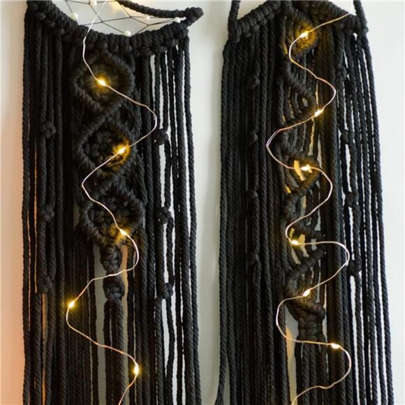 Star Moon Macrame Wall Pediments, Star Moon Dream Catcher, Boho Decor - Picture 4 of 14